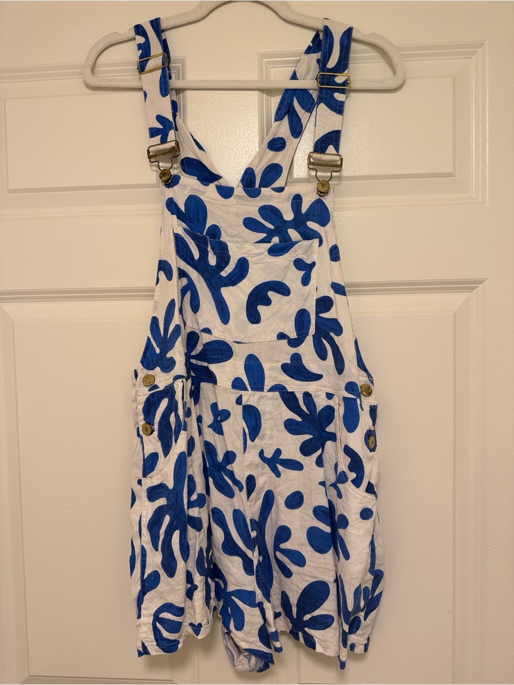 WeWoreWhat White and Blue Floral Print Overalls